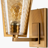 Maxton 12" Iron Wall Sconce, Polished Metallic Brass, Textured Clear