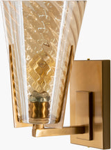 Maxton 12" Iron Wall Sconce, Polished Metallic Brass, Textured Clear