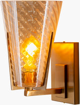 Maxton 12" Iron Wall Sconce, Polished Metallic Brass, Textured Clear