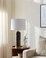Marzia 27" Marble Table Lamp, Brushed Brown