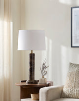 Marzia 28" Marble Table Lamp, Brushed Brown