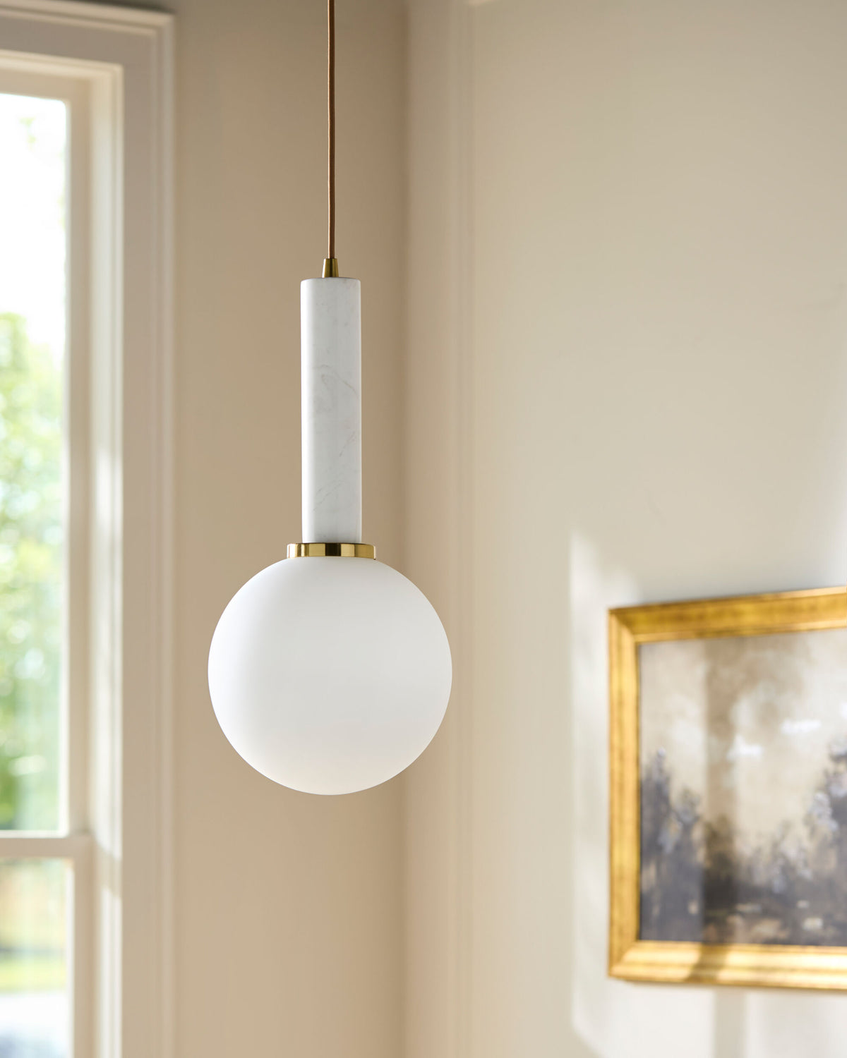 Marzia Iron Pendant Light, Plated Metallic Brass