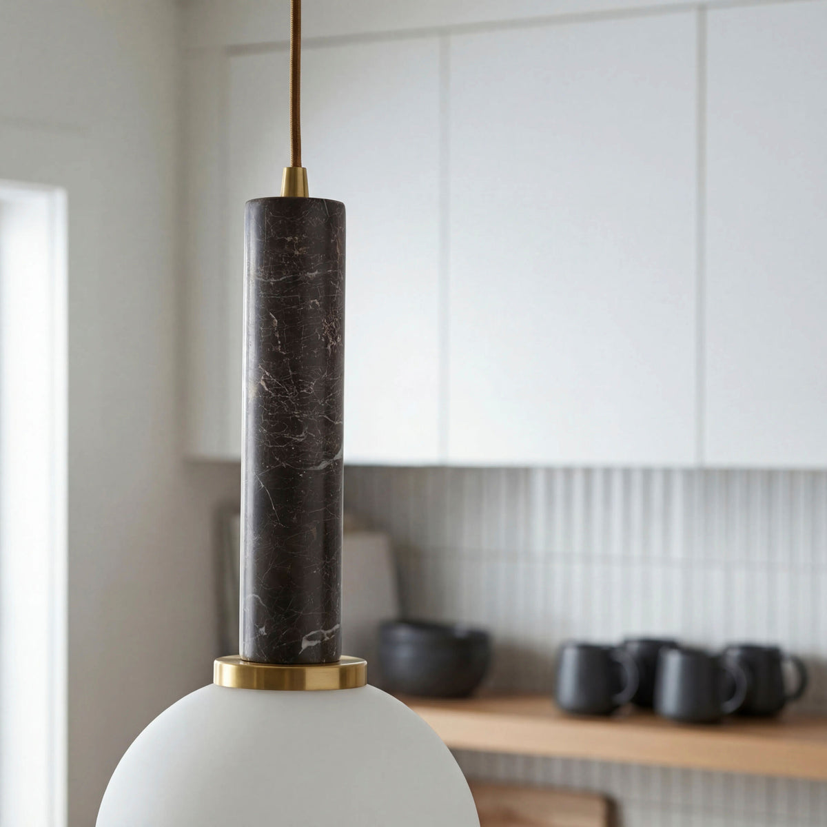 Marzia Iron Pendant Light, Plated Metallic Brass (MZI-016)