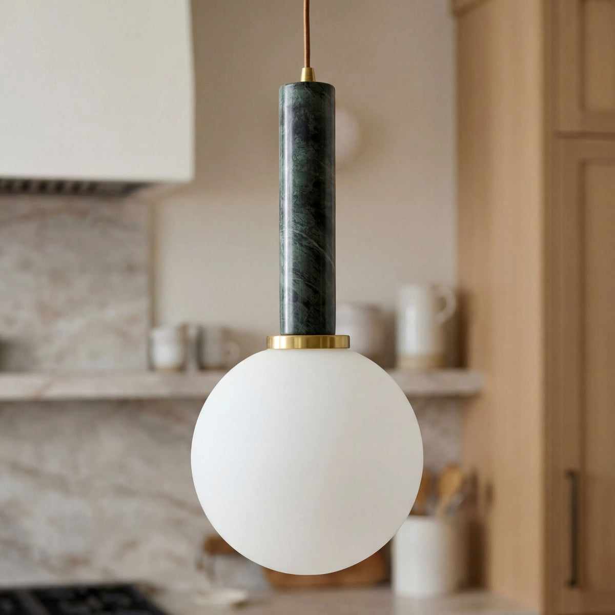 Marzia Iron Pendant Light, Plated Metallic Brass (MZI-017)