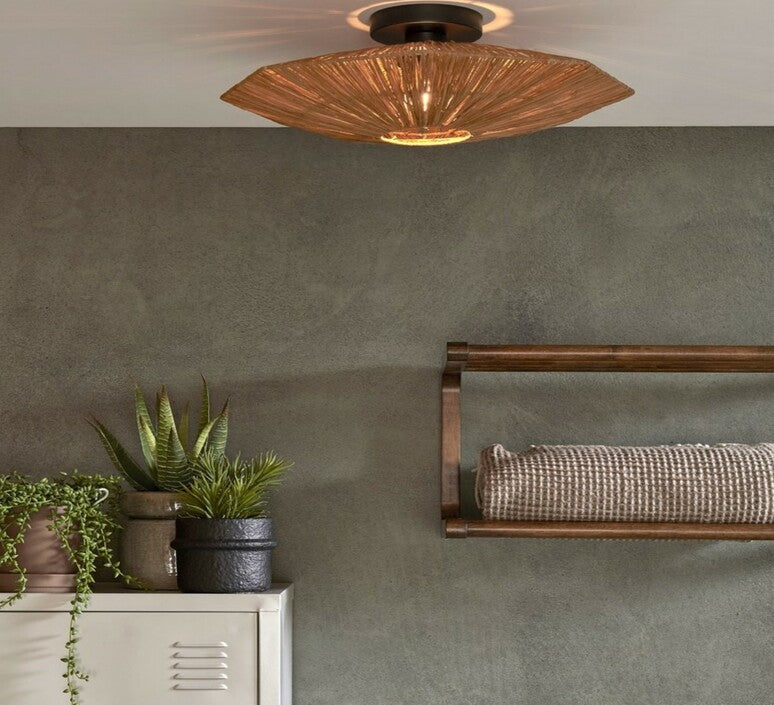Ceiling Lamp, Panama S, Brown, Ø45cm, H5cm - Good&Mojo