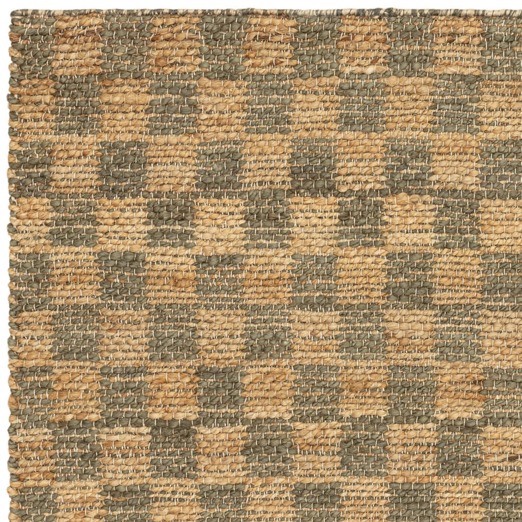 Hand woven in India — Check Jute Living Room Rug — Flatweave, Hand Woven, Naturi