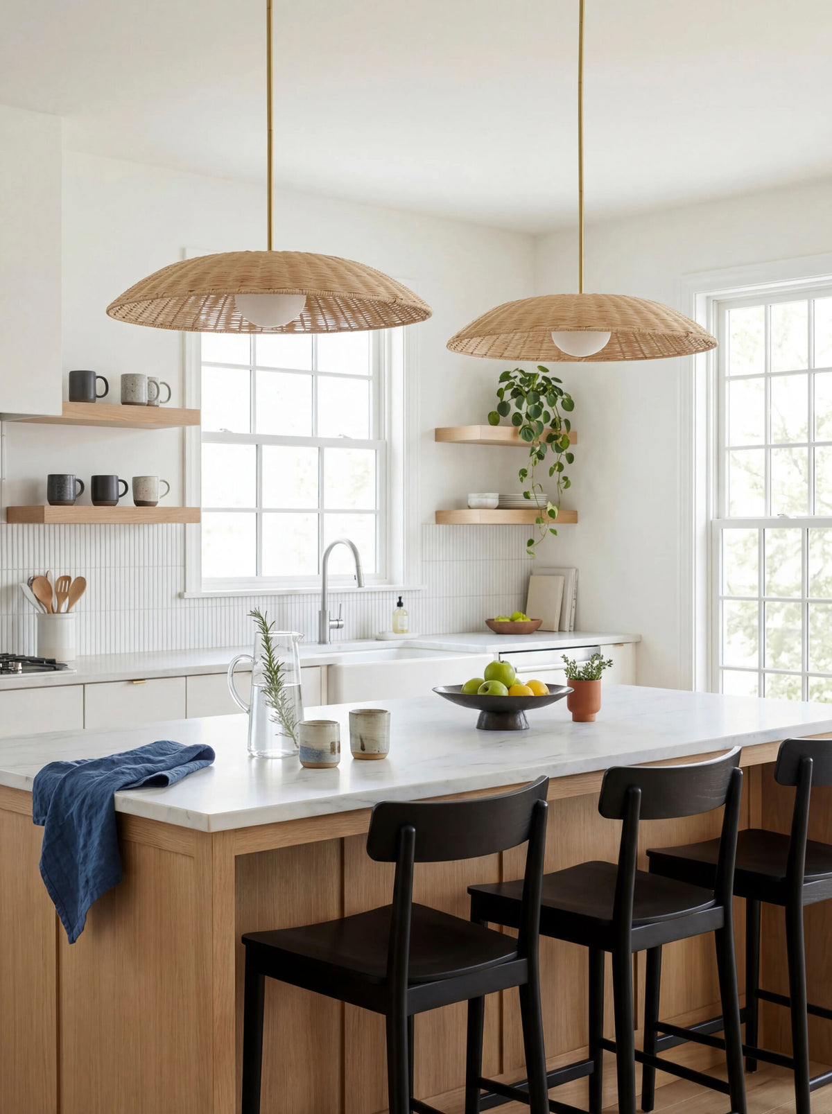 Naseby Rattan Pendant Light, Electroplated Brown