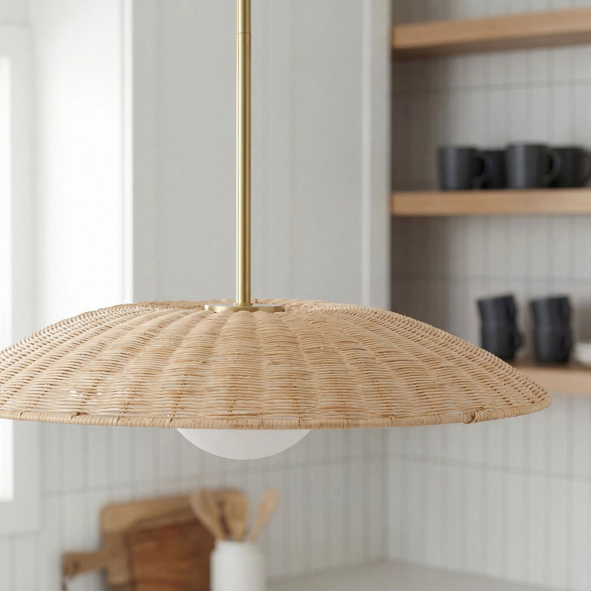 Naseby Rattan Pendant Light, Electroplated Brown