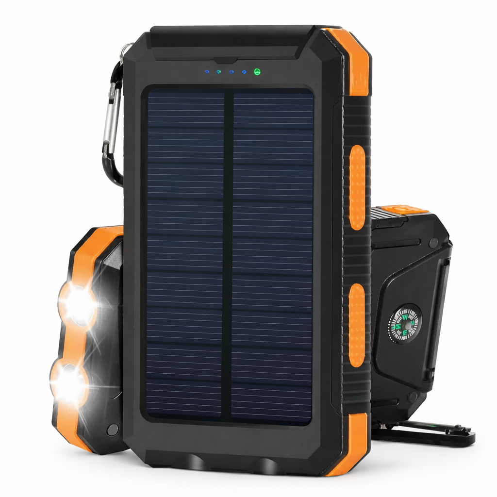 Powerbank Solarny Z Dwoma Portami USB I Latarką LED
