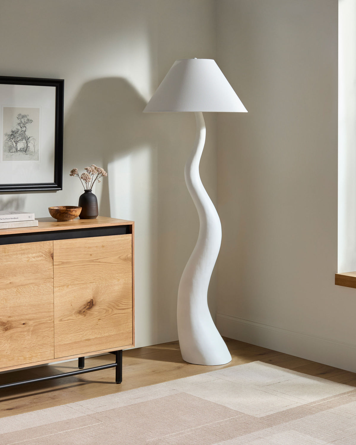 Ondine 63" Resin Floor Lamp, Painted White (ODNE-004)
