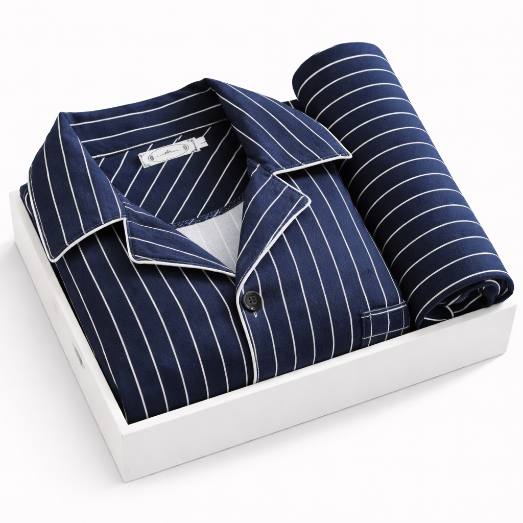 Men's Pajama Set With Button-Up Shirt