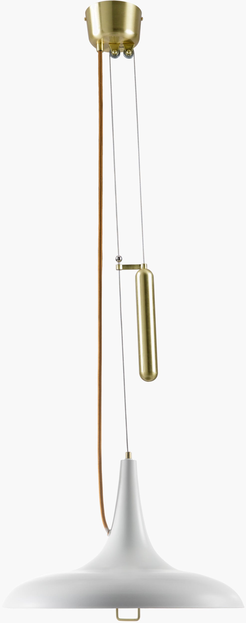 Onos Iron Pendant Light, Plated Gold, Matte White