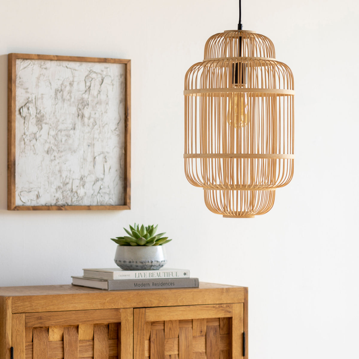 Ornado Bamboo Pendant Light, Natural Beige (ORD-001)