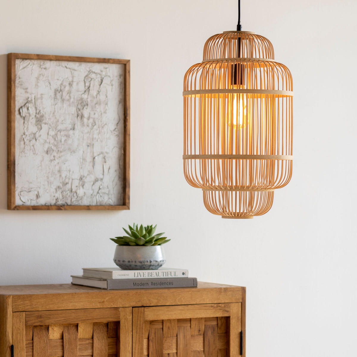 Ornado Bamboo Pendant Light, Natural Beige (ORD-001)