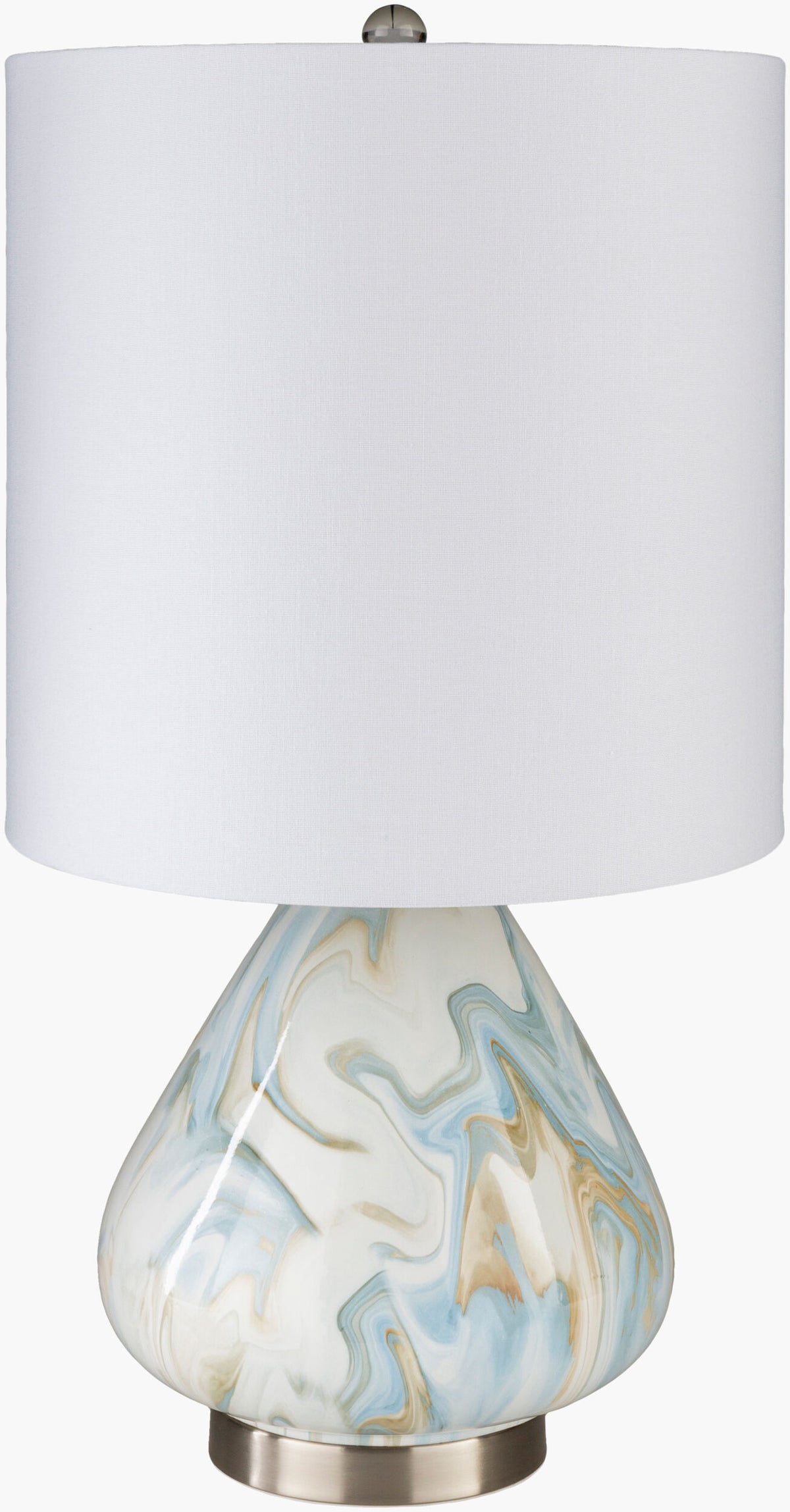 Orleans 29" Ceramic Table Lamp, Marbled Beige, White, Blue