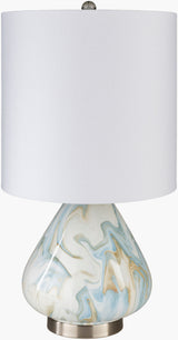 Orleans 29" Ceramic Table Lamp, Marbled Beige, White, Blue