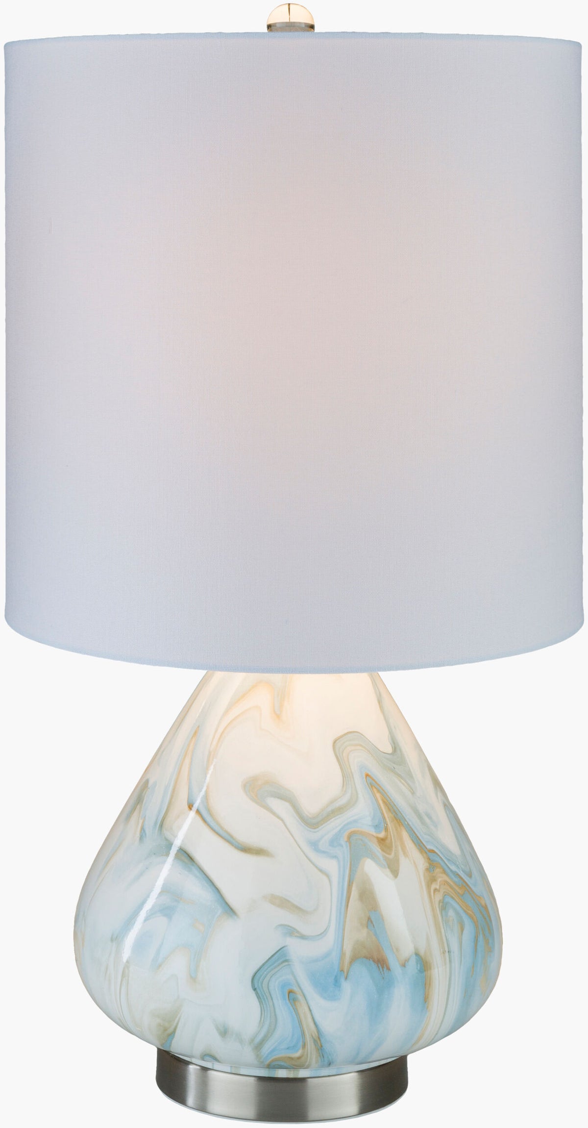 Orleans 29" Ceramic Table Lamp, Marbled Beige, White, Blue