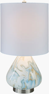 Orleans 29" Ceramic Table Lamp, Marbled Beige, White, Blue