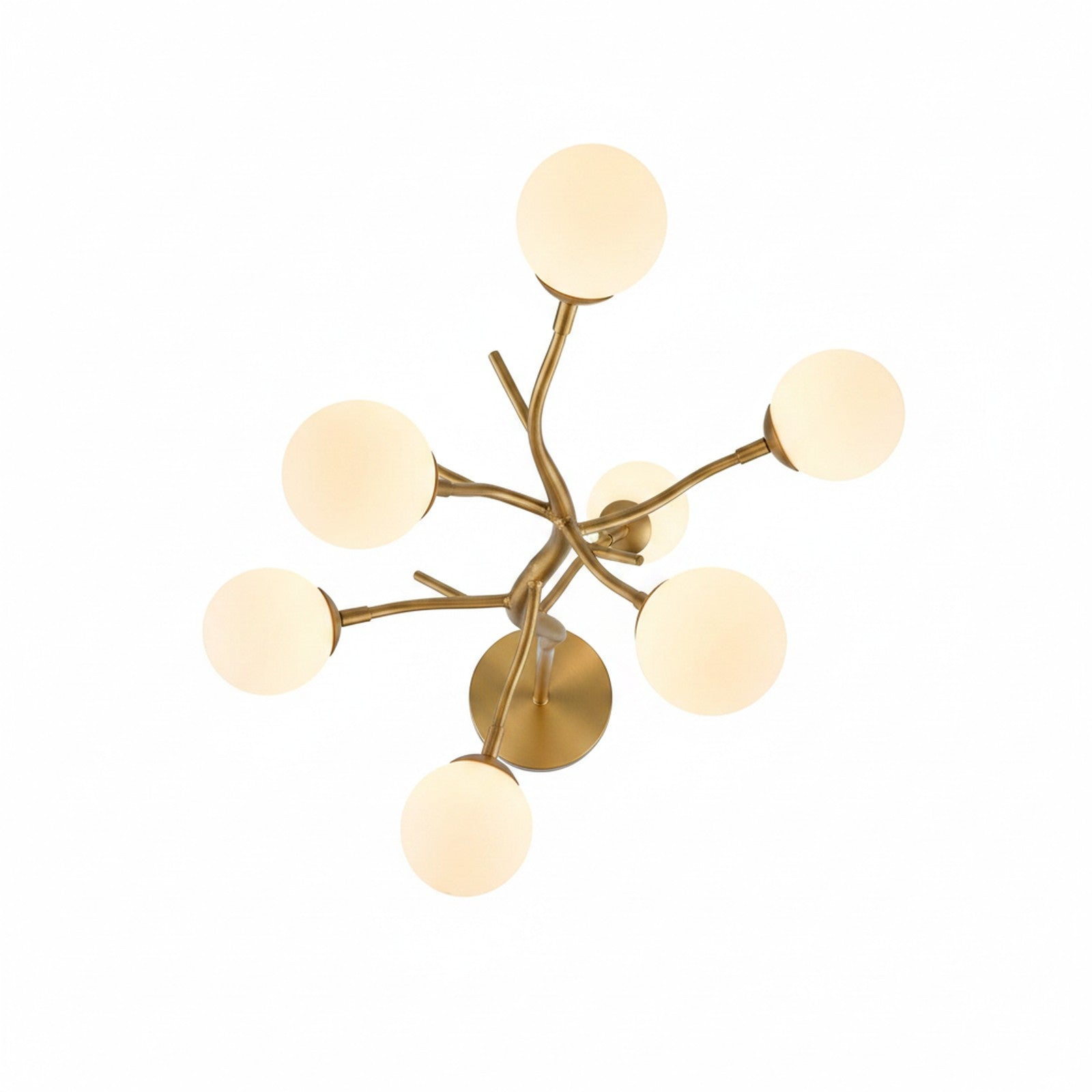 Gold sculptural branch floor lamp top-down view showing radial branch pattern