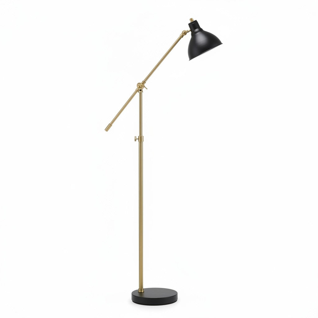 Arched reading floor lamp side profile showing full curved arm silhouette