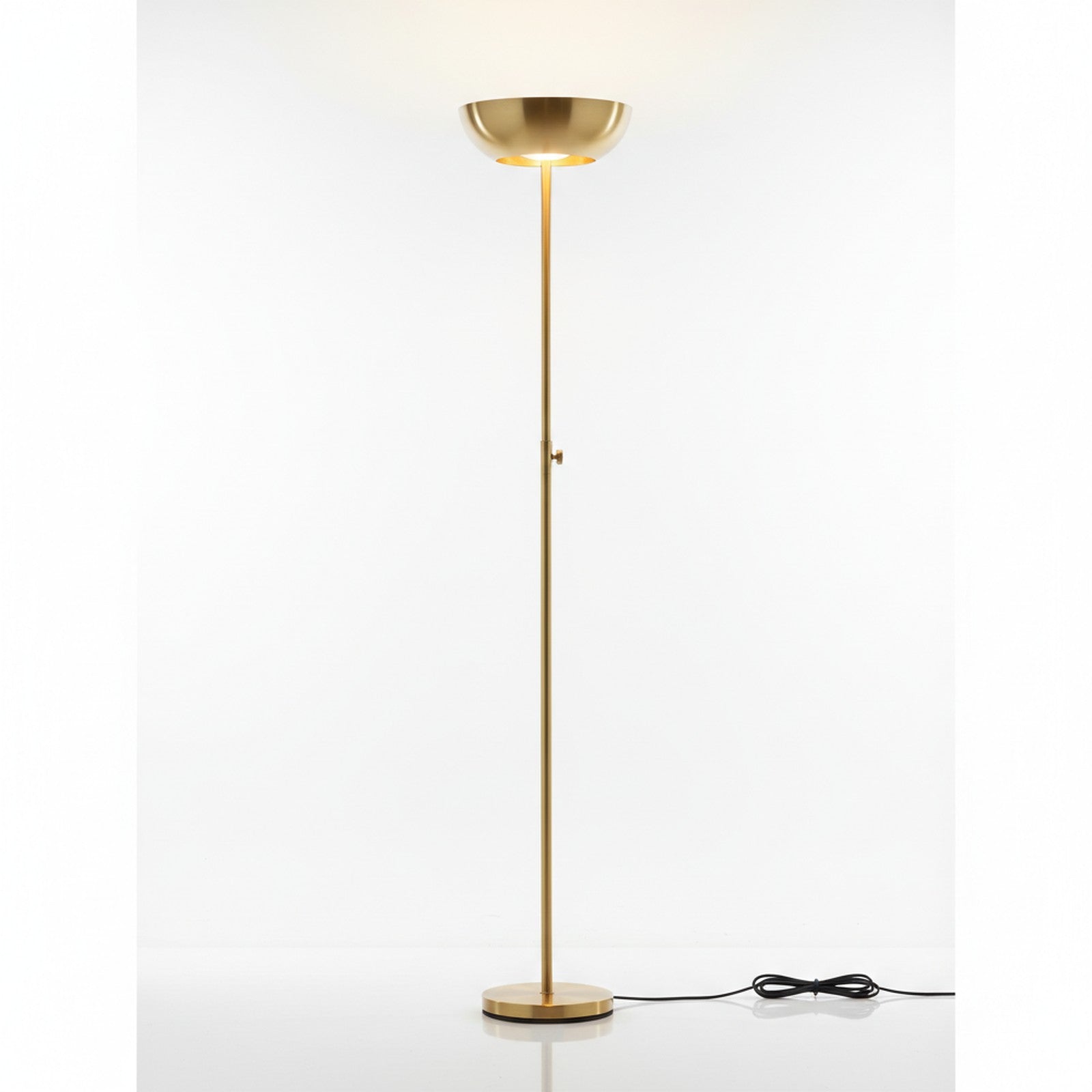 Torchiere floor lamp brass finish with frosted glass bowl shade uplight 72 inches