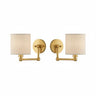 Brass Wall Lamp with Arm – Set of 2, Linen Shade
