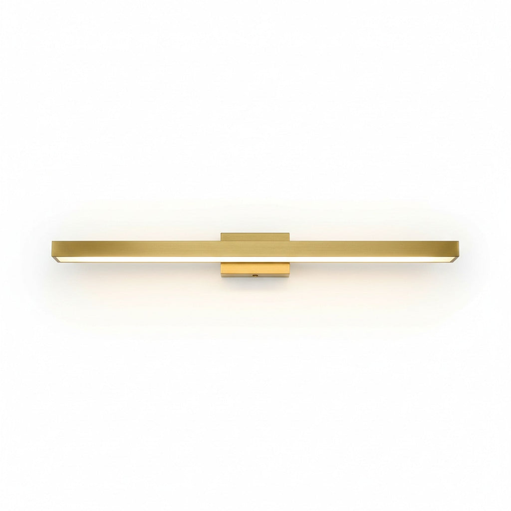 Modern LED linear wall light in brushed brass 36 inches with integrated warm white LED strip