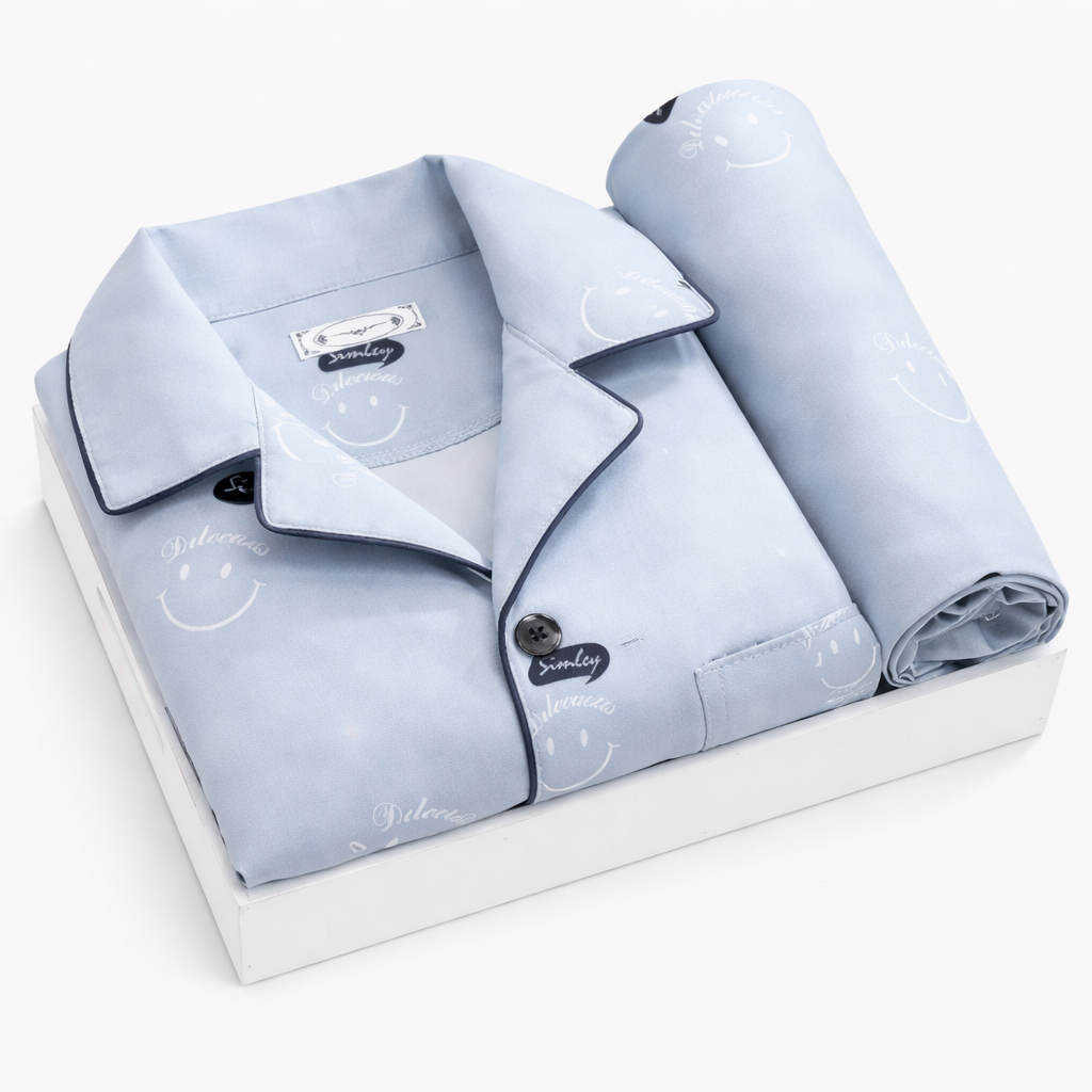 Men's Pajama Set With Button-Up Shirt