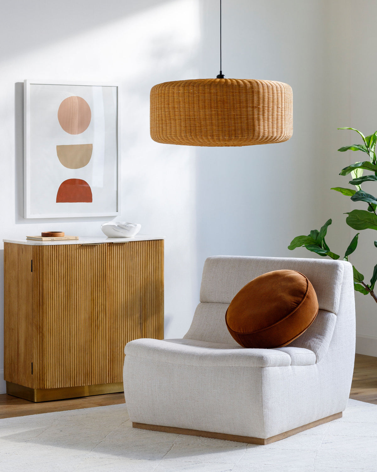 Pari Rattan Pendant Light, Natural Black