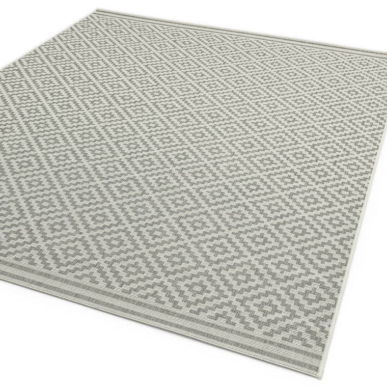 Flatweave, no pile — Geometric Polypropylene Living Room Rug — Indoor Outdoor, Flatweave, Patio