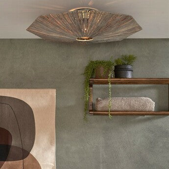 Ceiling Lamp, Panama S, Brown, Ø45cm, H5cm - Good&Mojo