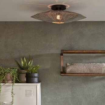 Ceiling Lamp, Panama S, Brown, Ø45cm, H5cm - Good&Mojo