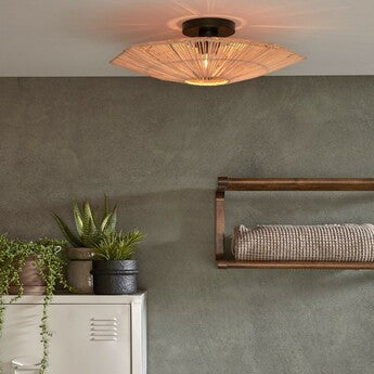 Ceiling Lamp, Panama S, Brown, Ø45cm, H5cm - Good&Mojo