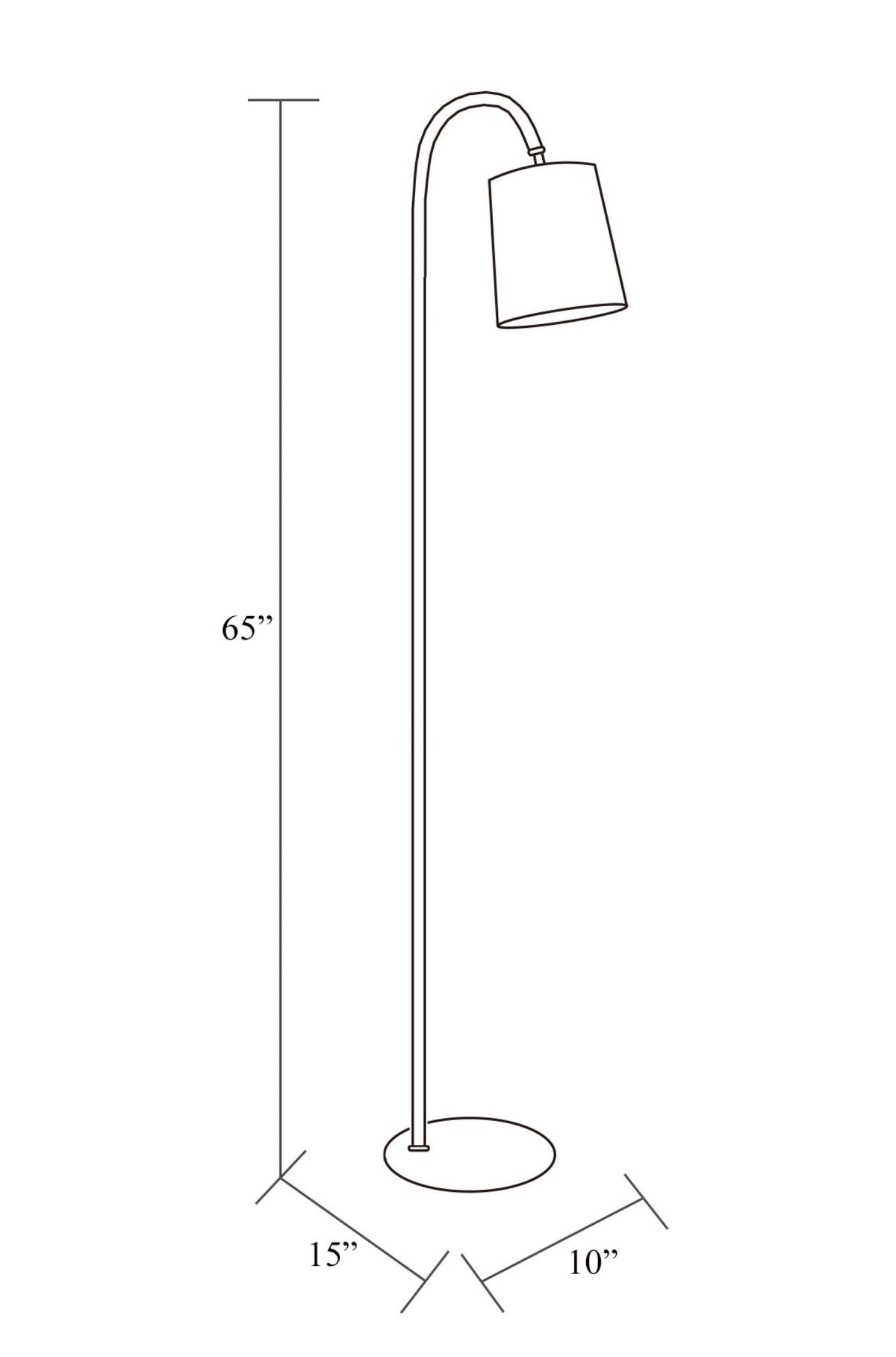 Polly 65" Iron Floor Lamp, Powder Coated Black