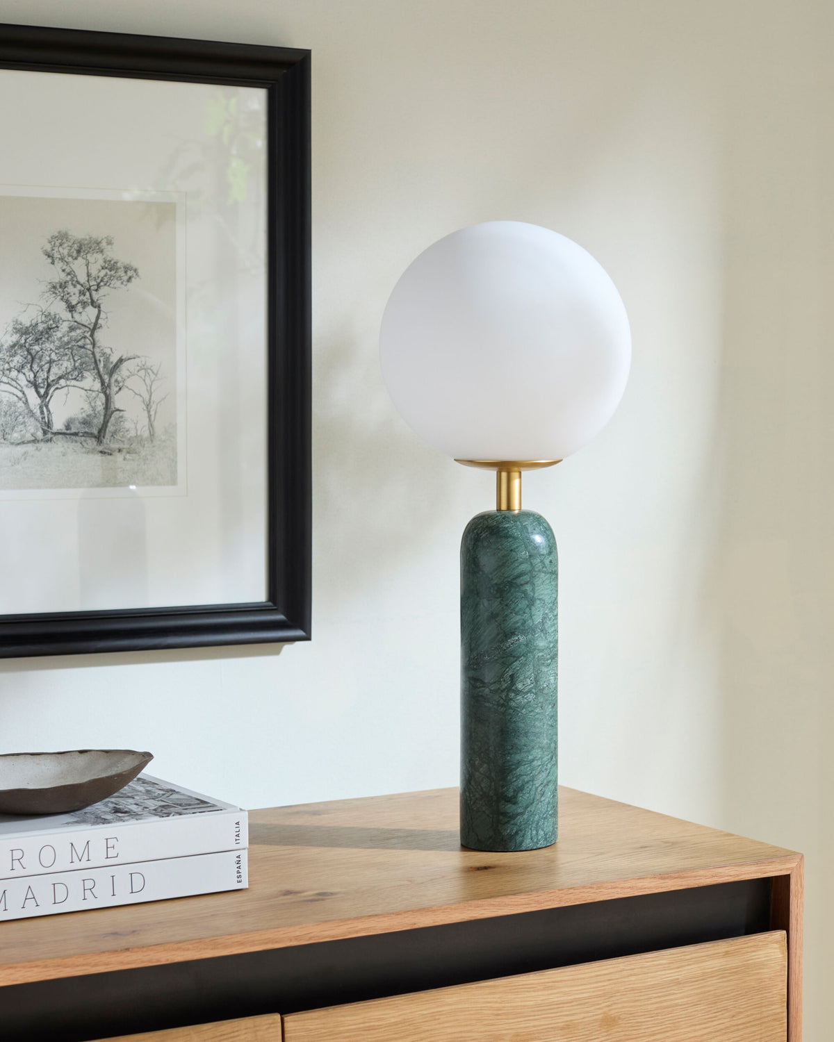 Portava 20" Marble Table Lamp, Natural Green