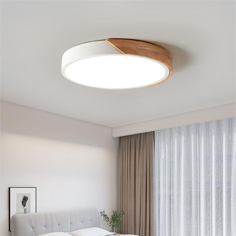 Nordic Wooden Macaron Circular Flush Mount