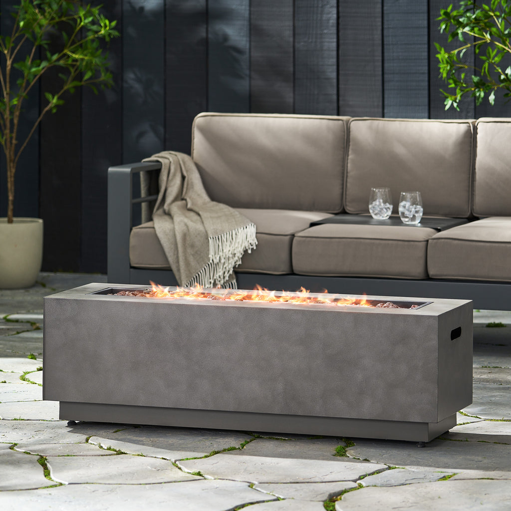 Rectangular IRON FIRE PIT -50 000 BTU WITH TANK Holder