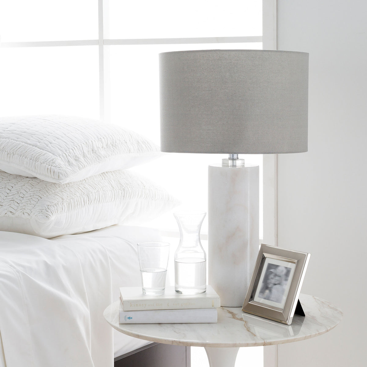 Roland 26" Marble Table Lamp, Natural White