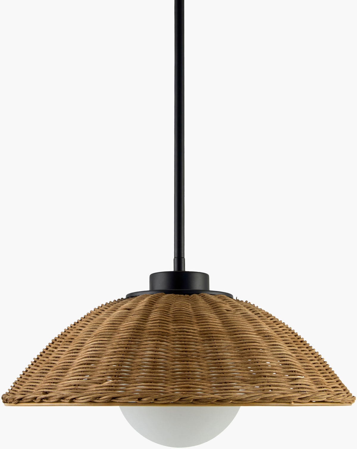 Rupit Rattan Pendant Light, Powder Coated Black