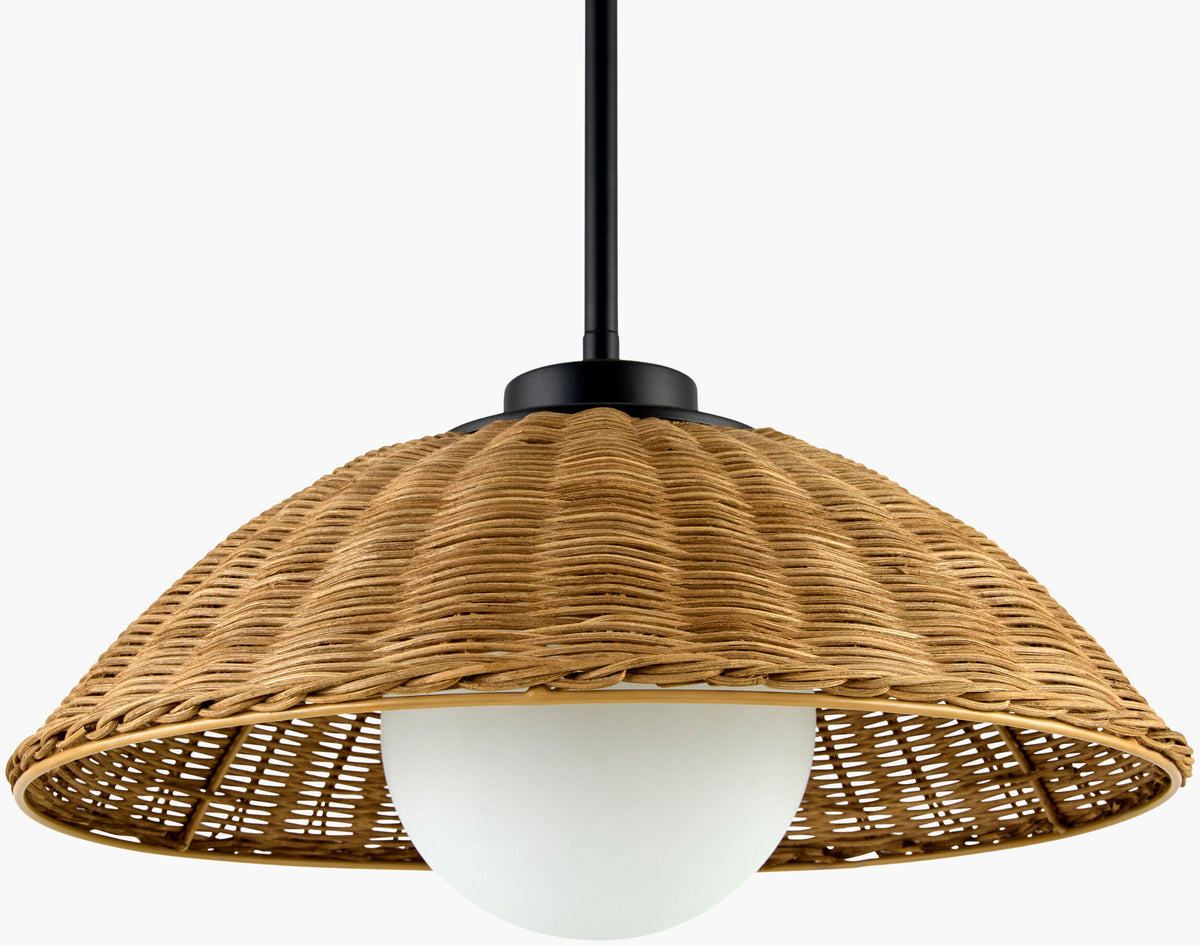 Rupit Rattan Pendant Light, Powder Coated Black