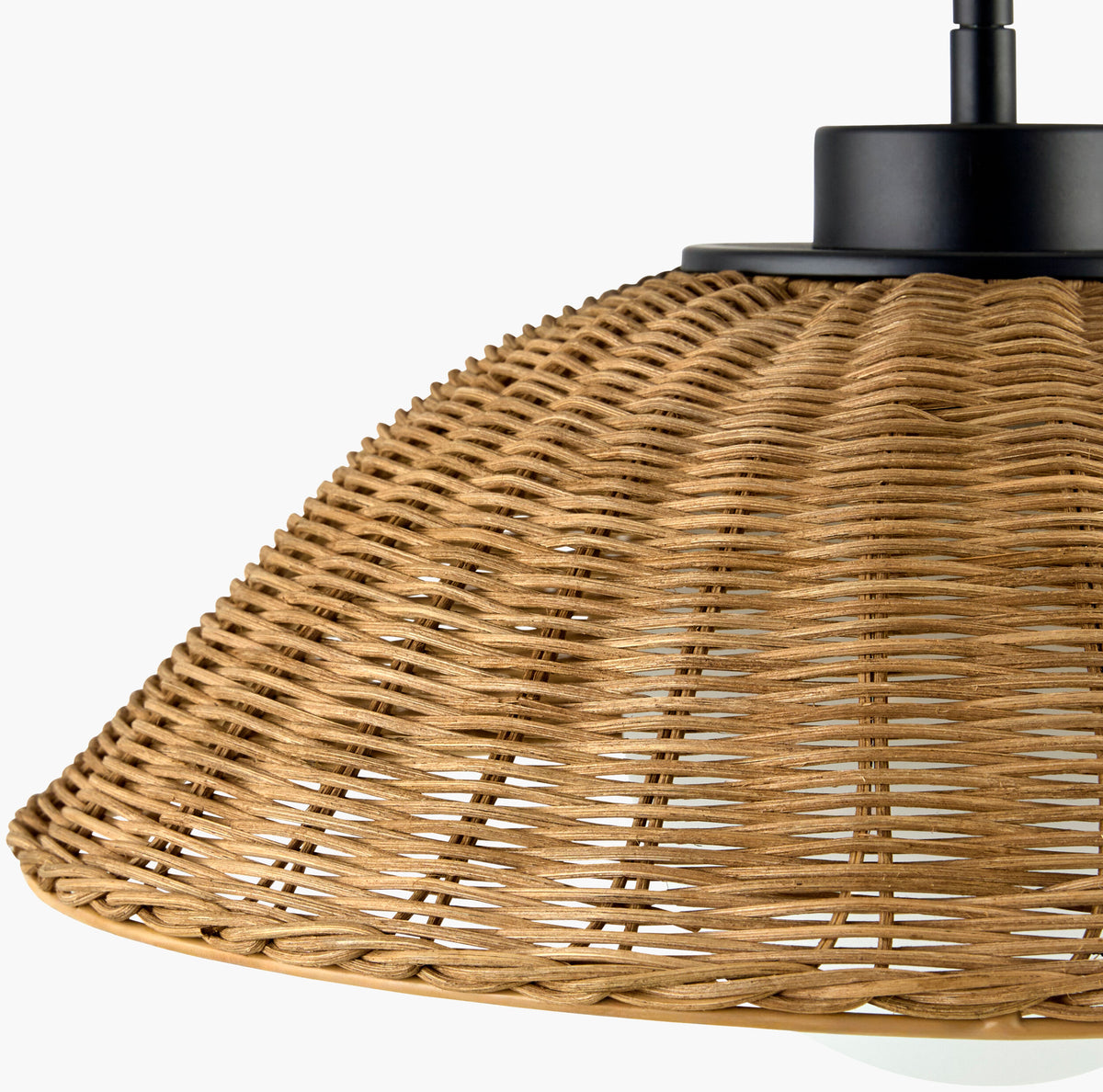 Rupit Rattan Pendant Light, Powder Coated Black