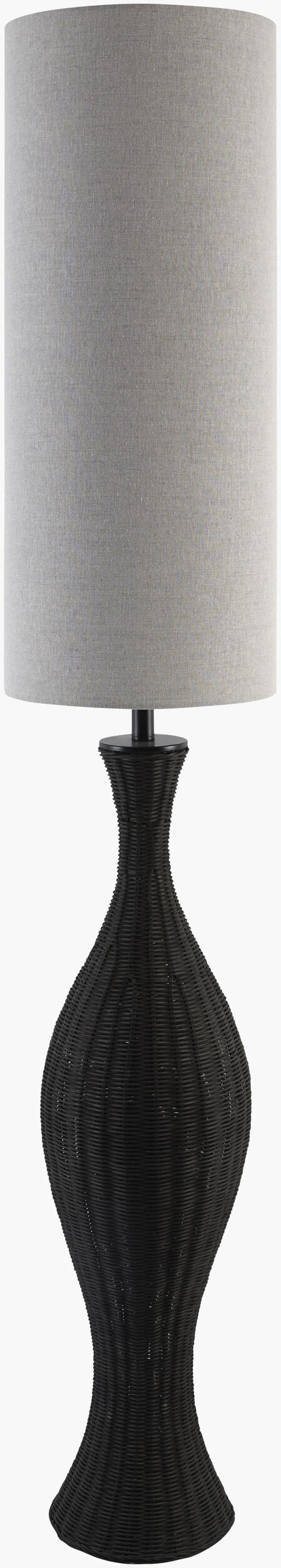 Rivelis 66" Rattan Floor Lamp, Painted Black