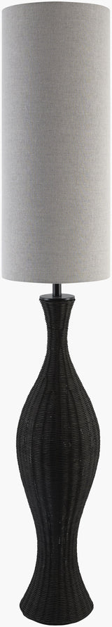 Rivelis 66" Rattan Floor Lamp, Painted Black