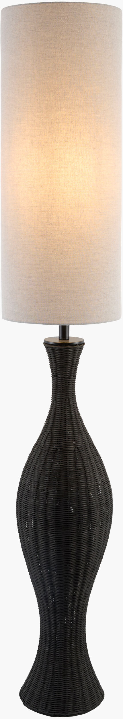 Rivelis 66" Rattan Floor Lamp, Painted Black