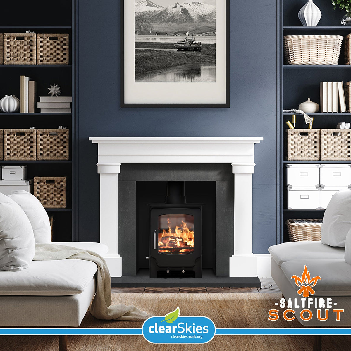 4.1kW Small Wood Burning Stove — Saltfire Scout Multi-Fuel Log Burner, DEFRA Exempt