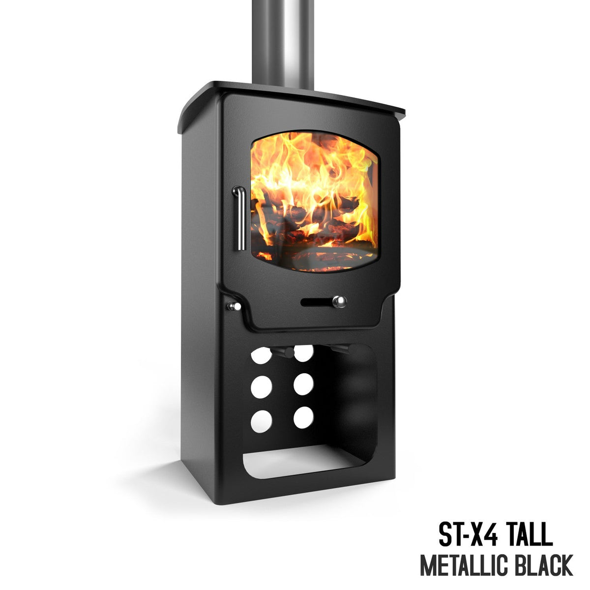 4.1kW Small Wood Burning Stove — Saltfire ST-X4 Log Burner, DEFRA Exempt