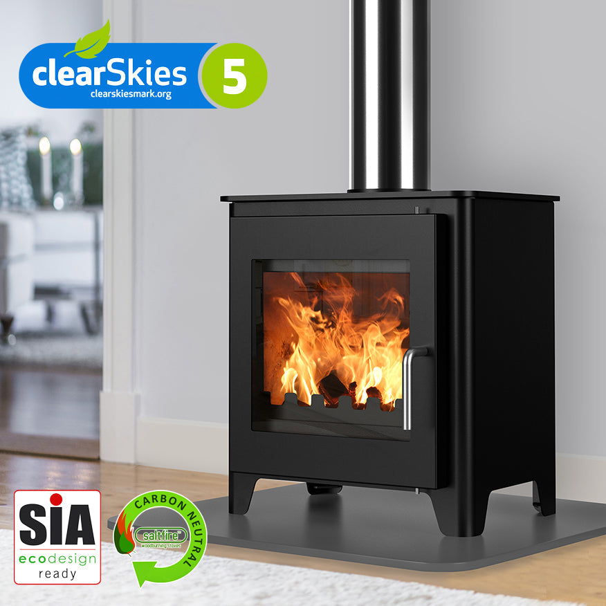 5kW Wood Burning Stove — Saltfire ST1 Vision Log Burner, DEFRA Exempt