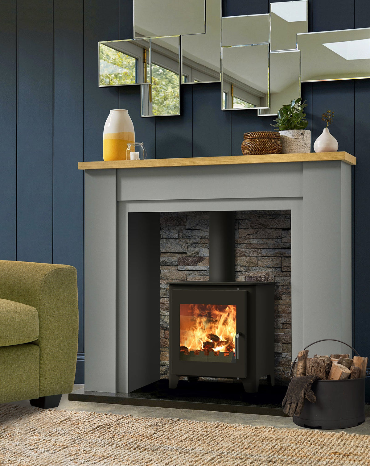 5kW Wood Burning Stove — Saltfire ST1 Vision Log Burner, DEFRA Exempt