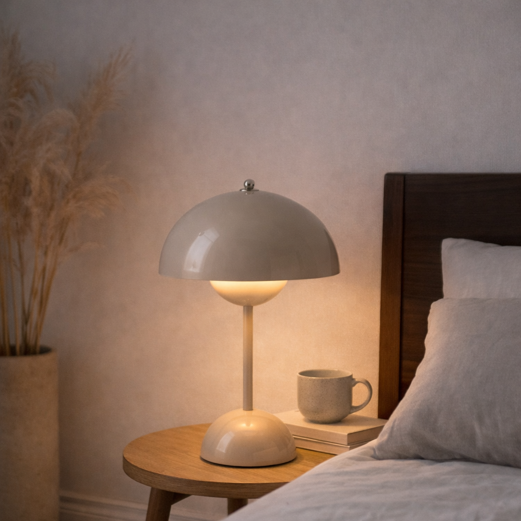 Lacquered Table Lamp With Geometric Form