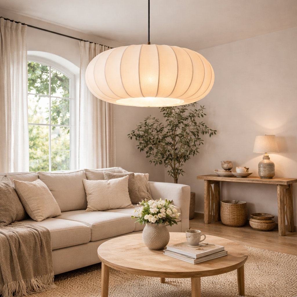 Pendant Lamp With Fabric Shade